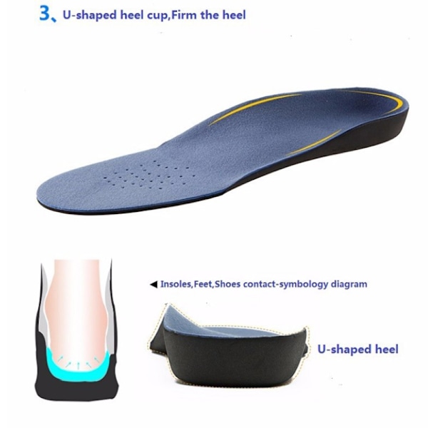 Unisex Flat Feet Arch Support Ortopediske Innersåler EVA Smertelindring M(41-43)