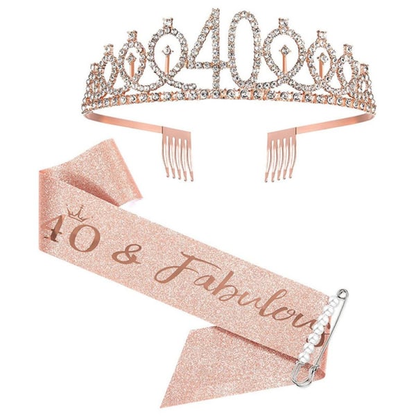 16/18/40-års fødselsdagskrone og sash-sett 6 6