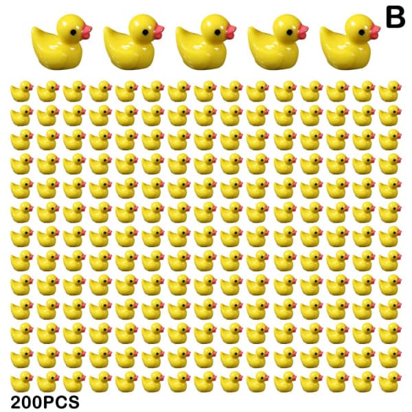 100/200 stk. Mini Gummi Ande Miniature Hjerte Ande Gul Tiny D 200pcs yellow 200pcs