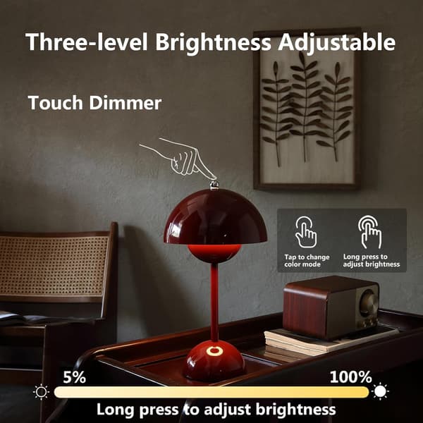 Bluetooth bordlampe i urtepotte - 1800mAh bærbar til terrasse og udendørs (rød)-FA-