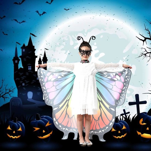 Halloween-kostym för kvinnor och flickor Fjärilsvingar Sjal Mässa