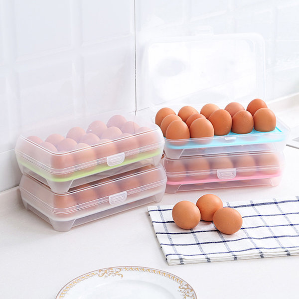 15 rutenett plast oppbevaringsboks eggbeholder eggkartonger for kjøleskap White