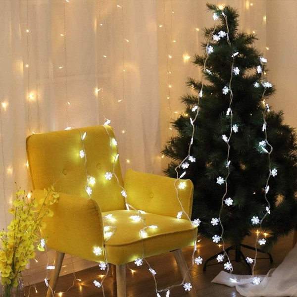LED-slingor Jul Snöflinga Ljus 10 meter 80LED (Wh