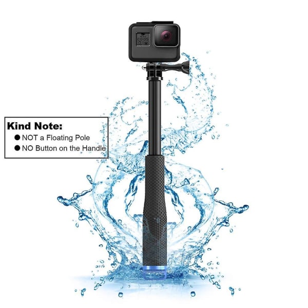 Bärbar 19' Utökbar Handhållen Stång Teleskopisk Selfie Monopod Stick för GoPro Hero 7 6 5 4 3