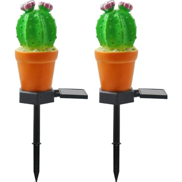 Garden Decor Solar Lights Outdoor, Set of 2 Waterproof Cactus