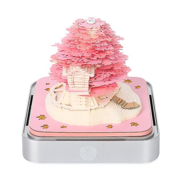 Omoshiroi Block 3D-anteckningsblock 3D-kalender 2024 Sakura Treehouse Bordskalender med lampor Papperskonst 3D-anteckningsblock Julklapp (FMY) Treehouse calendar2