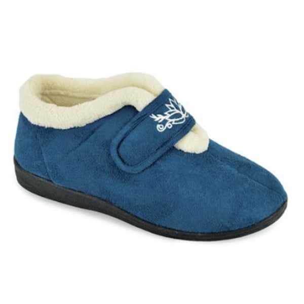 Damtofflor Broderade UK 4 Denim Blå UK 4 Denim Blue