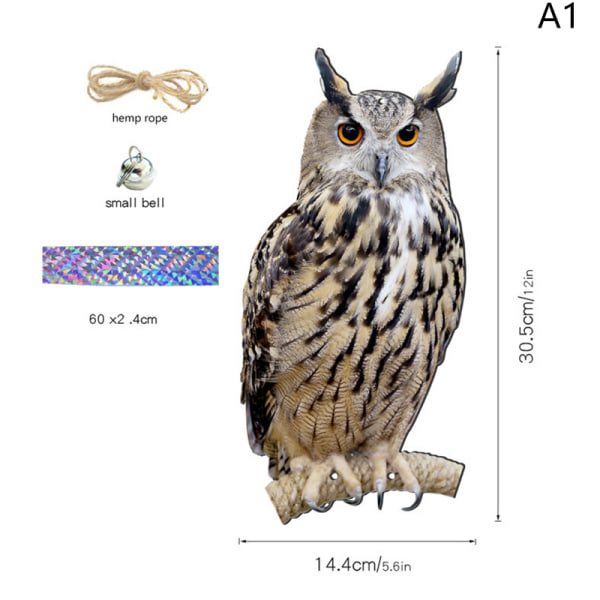 Med Klokker Fugl Avvisende Ugle Skremsel Rektangel Henge Fugl A5