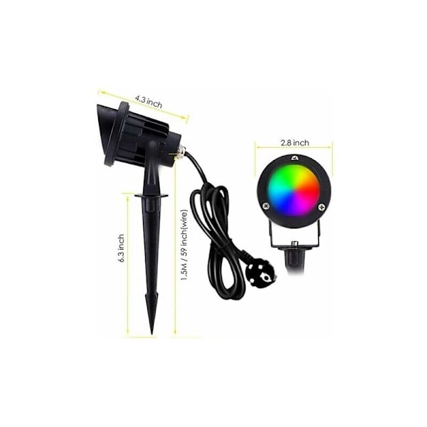 RGB Ulkovalo LED-spotti 10,2m Puutarhavalaisin pistokkeella ulkovalaistus 12v 24w vedenpitävä cob IP65 Puutarhavalaisin, polku-FA6-