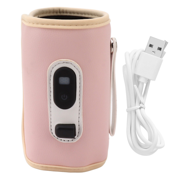 Baby Mjölkflaskvärmare USB Digital Display 5 hastigheter Bärbar Baby Milk Heat Keeper for melk Brystmelk Vann Rosa 0.8