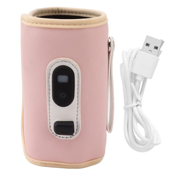 Baby Mjölkflaskvärmare USB Digital Display 5 hastigheter Bärbar Baby Milk Heat Keeper för mjölk Bröstmjölk Vatten Rosa