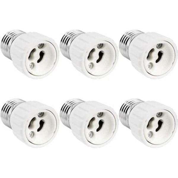 E27 til GU10-adapter, 220V, E27 GU10 Adapter Sockelomvandlare for LED-pære, halogen- og CFL-pære, keramisk adapter, 6-pakning