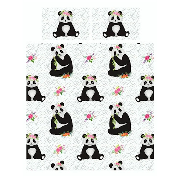 Rapport Panda Dynebetrækssæt Enkeltmandseng Sort/Hvid Black/White Black/White Single