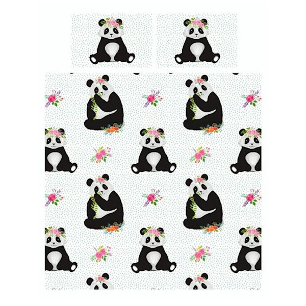 Rapport Panda Dynetrekksett Enkelt Svart/Hvit Black/White Black/White Single