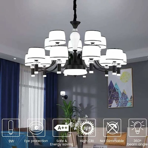 6-pack E14 LED-lamppu 9W vastaa 75W halogeenia, kylmä valkoinen 6000K ei himmennettävä 360° säteilykulma keittiön liesituulettimelle sängylampulle