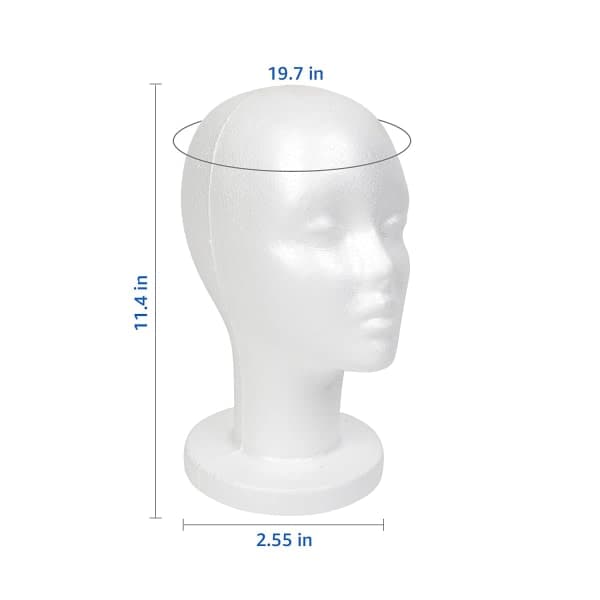TG Vit skumdockahuvuddisplay, frigolithuvud för peruker (2-pack)-FA-