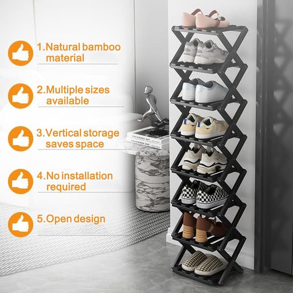 Foldable Shoe Rack, Small Narrow Shoe Rack, Bamboo Foldable Narrow Shoe Rack, Suitable for Dormitory, Rental Apartment, Balcony White-FA- White 4-Tier