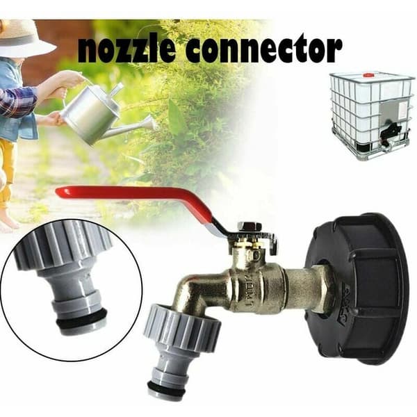 IBC-tankadapter 1/2 tums kranutloppsfäste ventil kran trädgårdsslangkopplingar-FA-