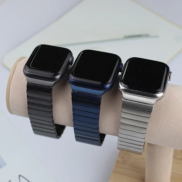 Metallrem til Apple Watch 9 8 7 45mm 41mm Udskiftningsarmbånd i rustfrit stål Til iwatch 6 5 4 3 2 SE 44mm 40mm Ultra/2 49mm Blue