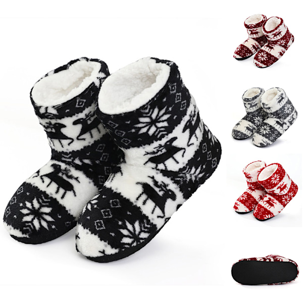 Damtofflor i korallfleece, pälsankelboots, varma inomhusskor, kaffe Coffee 27cm (39-41 EU )