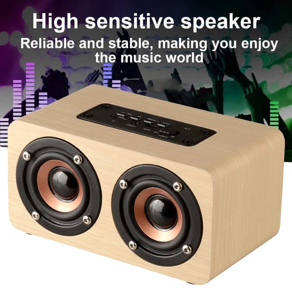 Langaton Bluetooth 4.2 puinen kaiutin 2 kaiuttimella - Keltainen puu-FA-