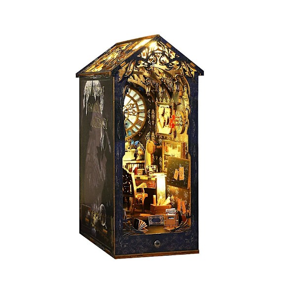 DIY-kirjanurkkaussetti, DIY-kirjanurkkaus Kirjanurkkaus Sisustuskuja, med lampor, 3D-puinen palapeli koristeellinen lapsille/aikuisille