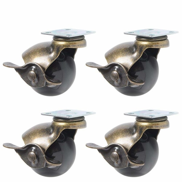 4 stk hjul til møbelben (1,5 tommer (40 mm) - med brems