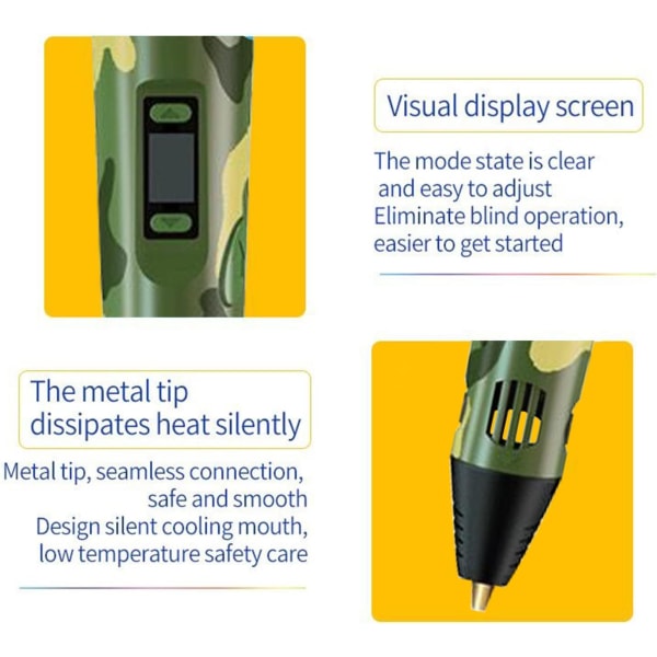 3D-penn 3D-utskriftpenn 3D-tegnepenn med LCD-skjerm 3D-doodle