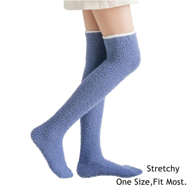 Over Knee Socks High Fuzzy Socks SVART Black