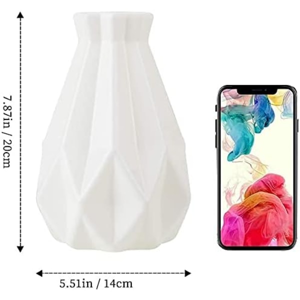 Blomster Vase Hvid Keramisk Look Plastik Vase Uknuselig