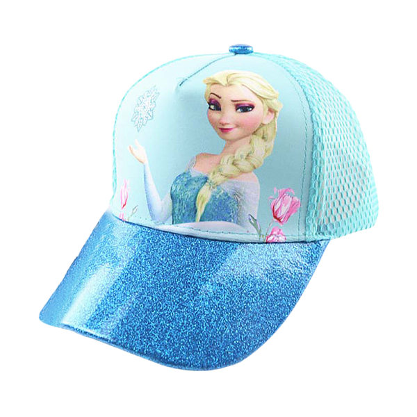 Frozen Elsa Bomullsbaseballkeps med Glitter Pom Blue