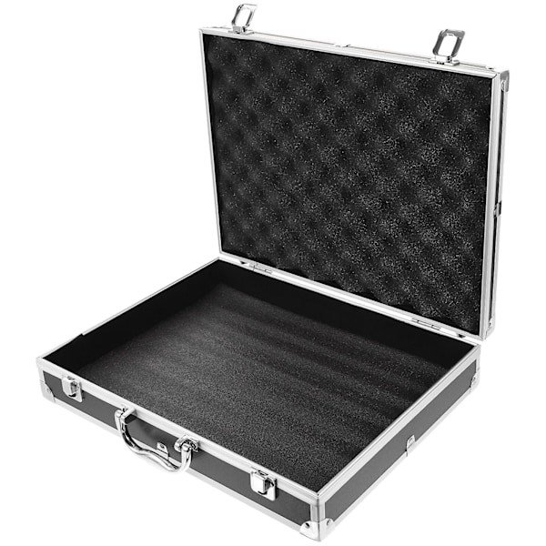 Låsbart Flyveboks Portable Aluminiumlegering Kasse Bærbar Kasse Værktøjskasse Sort 37x28.5x7.5cm Sort Black 37x28.5x7.5cm