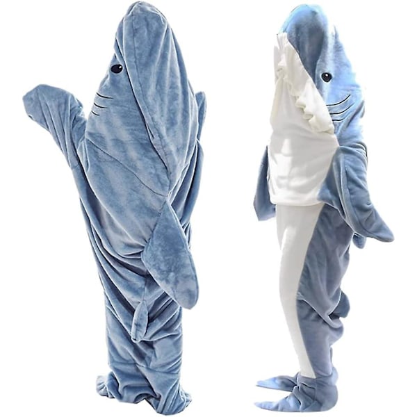 Sharkfilt Vuxen Dress Up, Supermjuk Soffa Snugglefilt Sharkfilt Sovsäck, Bärbar Sharkfilt Hoodie -HG L