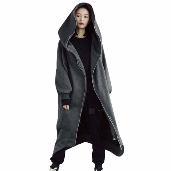 Unisex fleecefôret lang jakke med glidelås Nazgul - Grå