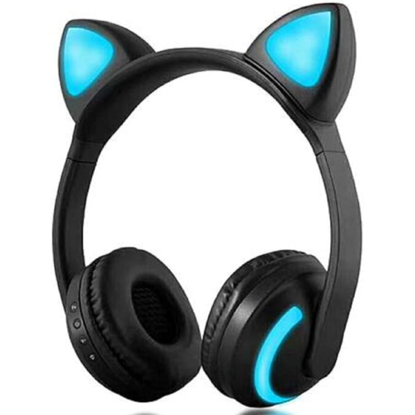 Trådlösa Cat Ear-hörlurar med mikrofon 7 färger LED-ljus
