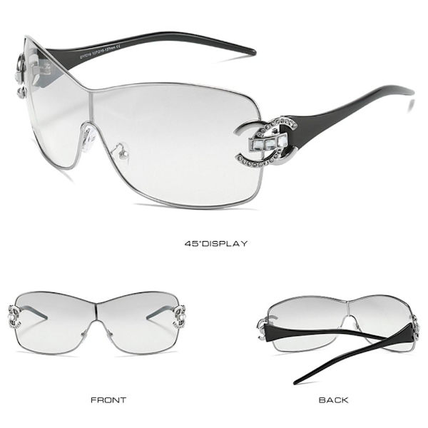 Y2K Wrap Around Aurinkolasit HOPEA/MUSTA HOPEA/MUSTA Silver/Black Silver/Black