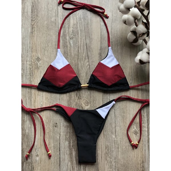 2023 Sexig Bikini Flerfärgad Baddräkt Dam Badkläder Push Up Ribbad Bikini Set Brasiliansk Baddräkt Beach Wear Badar Biquini hei jiuhon bai hei jiuhon bai L