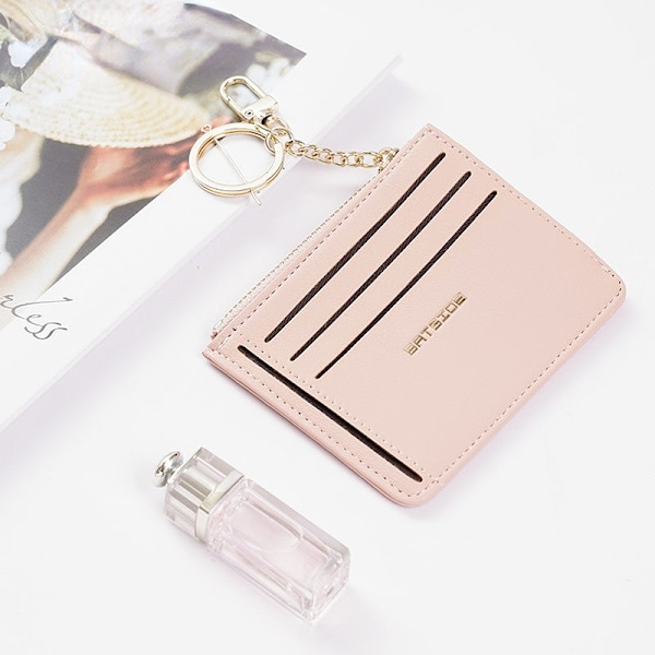 Naisten lompakko kolikkopussi Kortti mini japanilainen ja korealainen tyyli Yksinkertainen monikorttipaikka Muoti pieni korttikotelo Rose gold pink