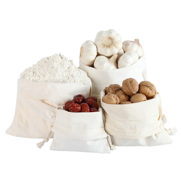 2 stk bomullsoppbevaringspose Oppbevaringspose med snøring Poser Matpakningsposer 24x32cm