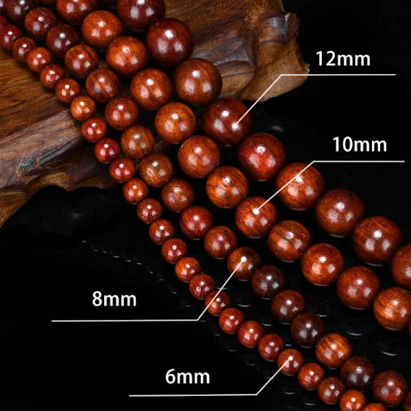 Små blad rosenträ Buddha pärlor Zambia blod sandelträ sträng