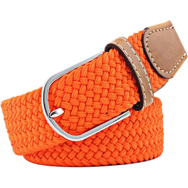 Flerfärgade elastiska vävda bälten Casual flätat stretchbält 22 Orange