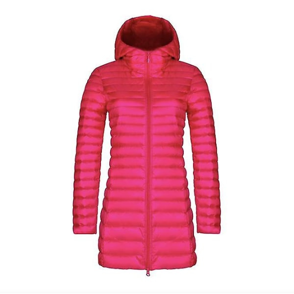 Dunjakke til kvinder, tynd lang stil, Vinrød Wine Red XXXL