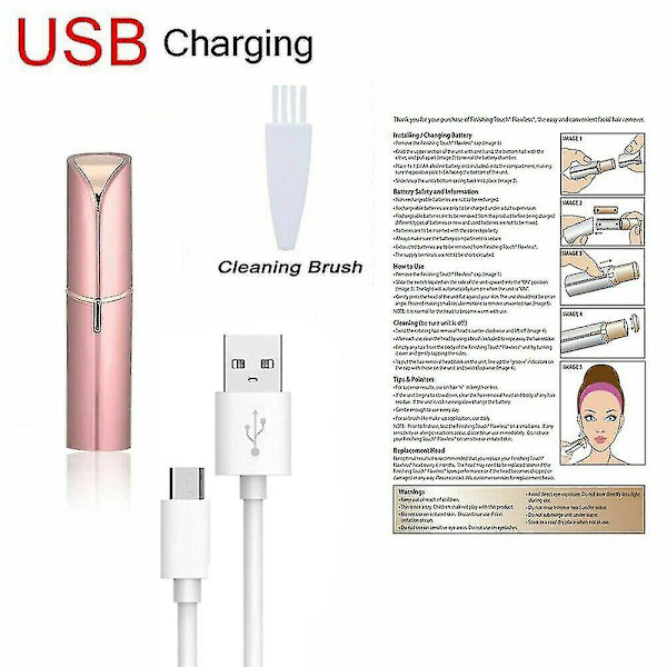 Flawless Facial Hair Remover USB Genopladelig 18k Guldbelagt Resultat som Jml Black