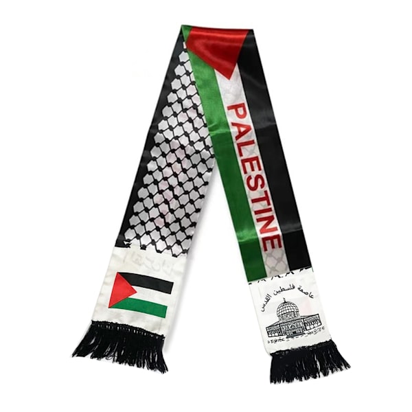 Print Palestina Flag Scarf Lång Satinhals Scarf Palestina Flag Neck Sjal Jerusalem Arabisk Sash för alla åldrar NX 1