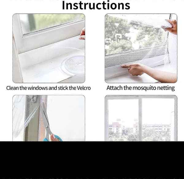 (White) Mosquito Net Window 2-pack 150x200cm Mosquito Net for Window Self-adhesive Adjustable Insect Net-FA-