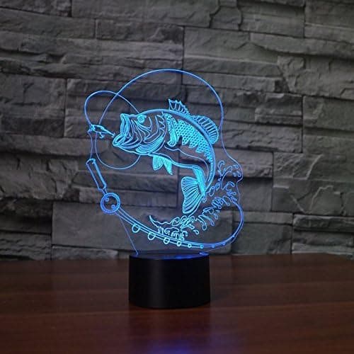 3D fiske natlys illusion lampe 7 farver ændring LED touch U-FA-