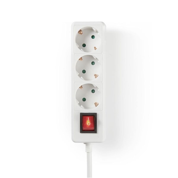Forgreningskontakt 3-vejs type F CEE 7/7 jordet stik, 3680W - hvid 300