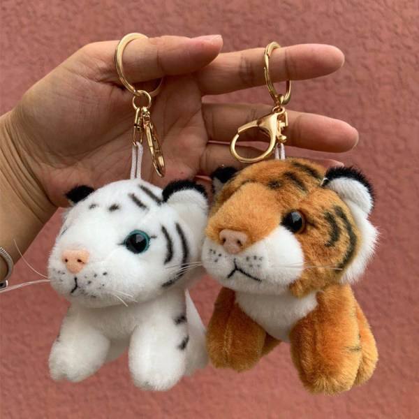 Plush nyckelring Tiger leksak Mjuk djur röd