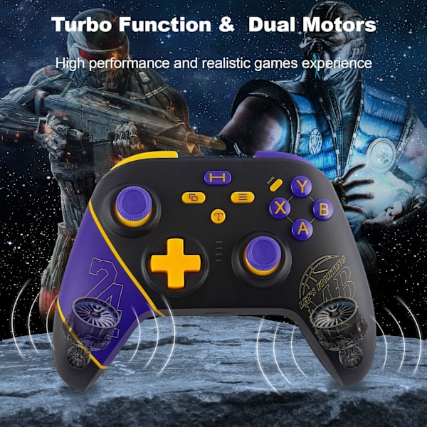 Sort trådløs gamepad, 2.4G trådløs controller, Bluetooth