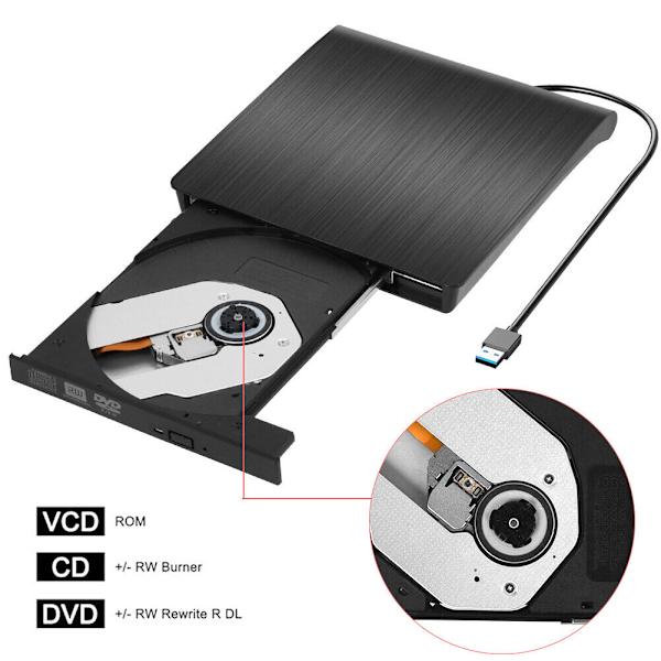 Ulkoinen DVD-asema USB 3.0 CD DVD-RW -poltin PC-kannettavalle White